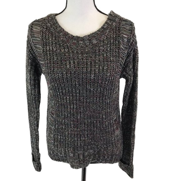 NWT ONE HART Womens Olive Green Distressed High Low Hem Long Sleeve Sweater XS - Picture 1 of 7